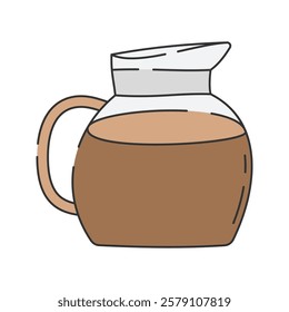 Glass Pitcher of Coffee Doodle Illustration, A transparent pitcher filled with brewed coffee.