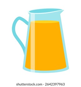 Glass pitcher filled with orange juice illustration on white background