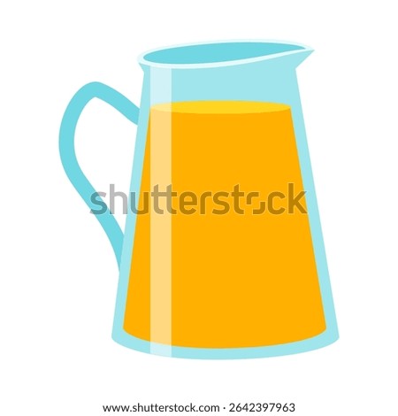 Glass pitcher filled with orange juice illustration on white background