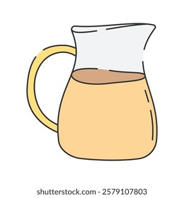 Glass Pitcher of Tea Doodle Illustration, A transparent pitcher filled with tea.