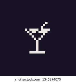 Сocktail glass pixel art icons set isolated vector illustration. Element design stickers, logo, mobile app, menu. 8-bit sprite.
