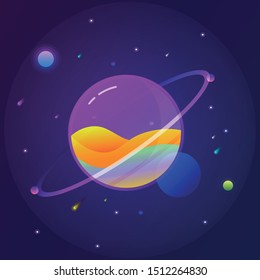 Glass planet with liquid inside