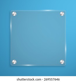 Glass plate background with rivets for text. Vector illustration.