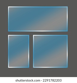glass plate. Design element. Shine effect sign. Photo frame. Realistic shadow. Vector illustration.