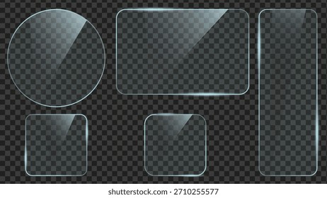 Marco de cristal de la placa Vidrio brillante de la ventana con los reflejos aislados en superficie transparente