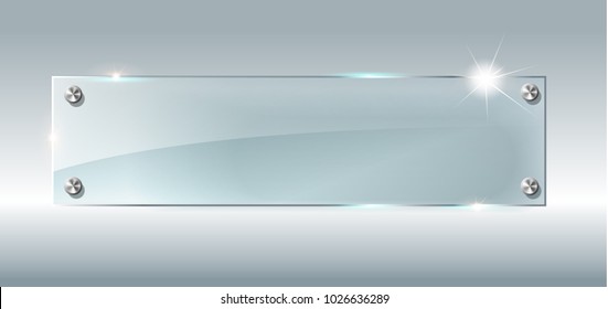 Glass Plate Mockup. Abstract Vector Plane On White Wall Eps 10