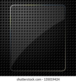 Glass plate on black background