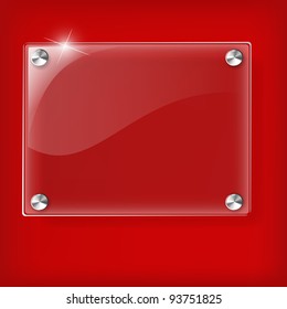 Glass plate on Red background - Vector Illustration