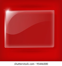 Glass plate on Red background - Vector Illustration