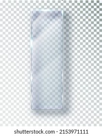 Glass plate on a transparent background. glass with glare and light. Realistic transparent glass window in a rectangular frame.