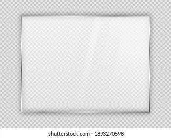 Glasplatte im Rechteckrahmen einzeln auf transparentem Hintergrund. Vektorgrafik.