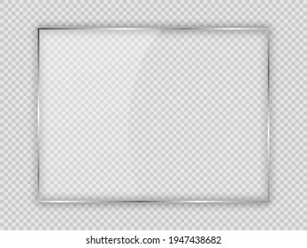 Glasplatte im Rechteckrahmen einzeln auf transparentem Hintergrund. Vektorgrafik.