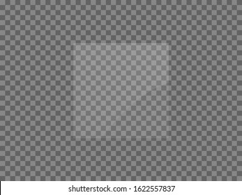 Glass plate set on transparent background. Clear glass showcase. Realistic window mockup. Vector. EPS 10