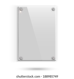 Glass plate with shadow on white background.  Vector illustration.