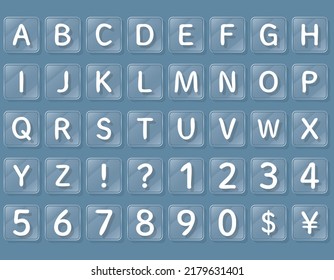 Glass plate style alphabet and number set