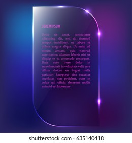 Glass plate. Vector glass banner.