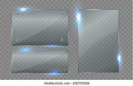  glass plate. Vector glass banners on a transparent background.transparency.for publicity. - Powered by Shutterstock - Get 15% off with code: PIKWIZARD15