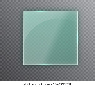 Glass plates. Glass banners on transparent background. Flat glass. Vector illustration.