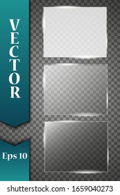 Glass plates are installed. Vector glass banners on a transparent background. Glass. Glass paintings. Color frames. Vector