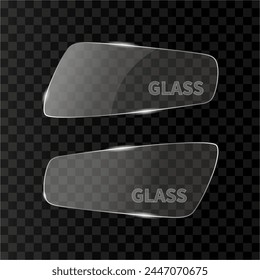 Glass plates on a dark background. Vector illustration.