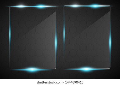 Glass plates set. Glass banners isolated on transparent background. Graphic concept for your design.