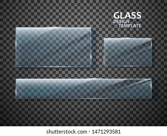 Glass plates set. Glass banners isolated on transparent background. Graphic concept for your design.