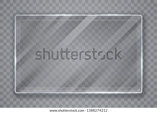 Glass plates set. Glass banners on\
transparent background. Flat glass. Vector\
illustration.
