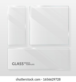 Placas de vidrio puestas. Diferentes formas de placas de vidrio. Concepto gráfico para su diseño.