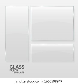 Glass plates set. Different shapes glass plates. Graphic concept for your design.