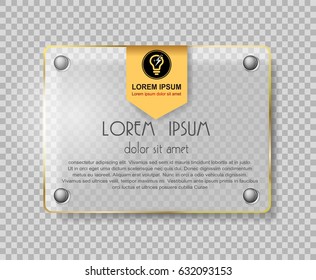 Glass plates set. Square shape, rectangle and round. See through mock up. Transparent elements. Plastic banners with reflection and shadow. Photo realistic vector illustration