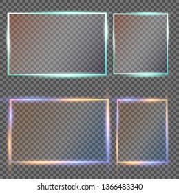 Glass plates set. Vector glass banners on transparent background