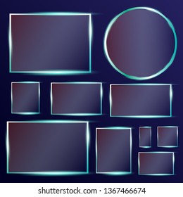 Glass plates set. Vector glass banners on transparent background