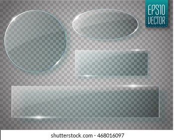 Glass plates set. Vector glass banners on transparent background. - Powered by Shutterstock - Get 15% off with code: PIKWIZARD15