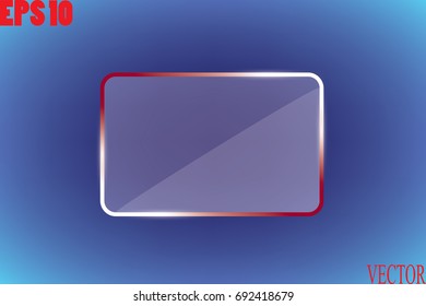 Glass plates set. Vector glass banners on transparent background.