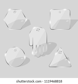 Glass plates. Transparent panels of various form. Vector illustration EPS10