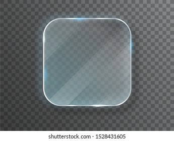 Glass plates. Vector glass banners on transparent background. Design template. Realistic vector illustration