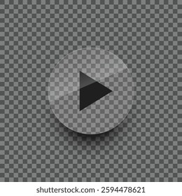 Glass play button design (checkered background needs to be removed before use). Video or music player icon design. Vector illustration.
