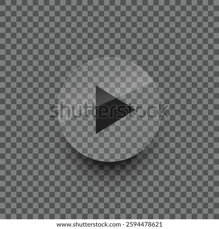 Glass play button design (checkered background needs to be removed before use). Video or music player icon design. Vector illustration.