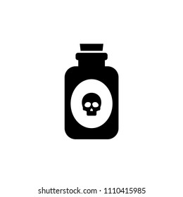 Glass Poison Bottle. Flat Vector Icon. Simple black symbol on white background