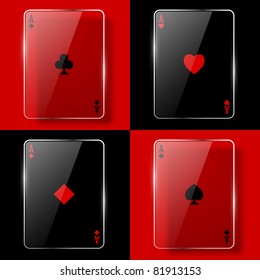 Glass poker aces. Vector illustration. Eps10