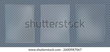 Glass polycarbonate ribbed frame, Corrugated sheet of matte plastic frosted texture, Acrylic rectangular panels, Vector illustration.