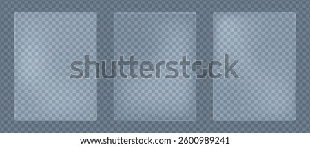 Glass polycarbonate ribbed frame, Corrugated sheet of matte plastic frosted texture, Acrylic rectangular panels, Vector illustration.