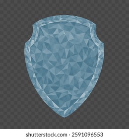 Glass polygonal mosaic shield. Isolated on transparent background. Vector template