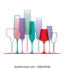 Glass. Pop art style. Vector illustration.