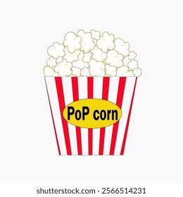 glass of popcorn isolate on white background