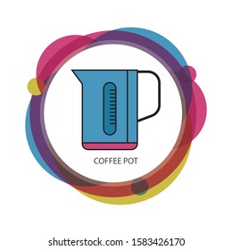 glass pot with coffee flat icon with white background