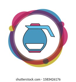 glass pot with coffee flat icon with white background