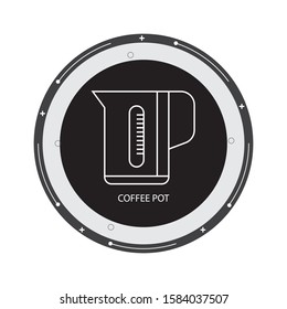 glass pot with coffee flat line icon design