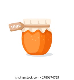 Glass pot with honey isolated on a white background. Design element for honey concept. Vector illustration
