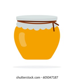 Glass pot of honey vector flat material design isolated on white